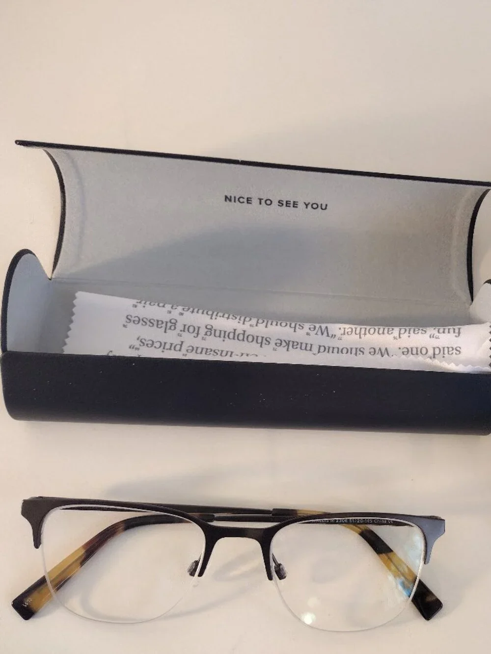 Warby Parker Wallis M 2306 Carbon Half-Rim Frame 51-20-145 New NIB w/ Case